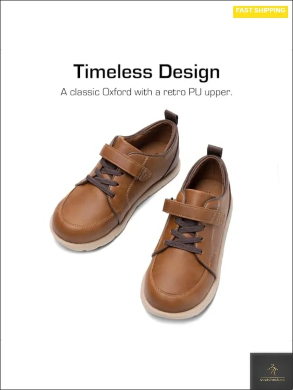 Boys Distressed Retro Oxfords Hook-and-Loop Lace-Up Dress Shoes